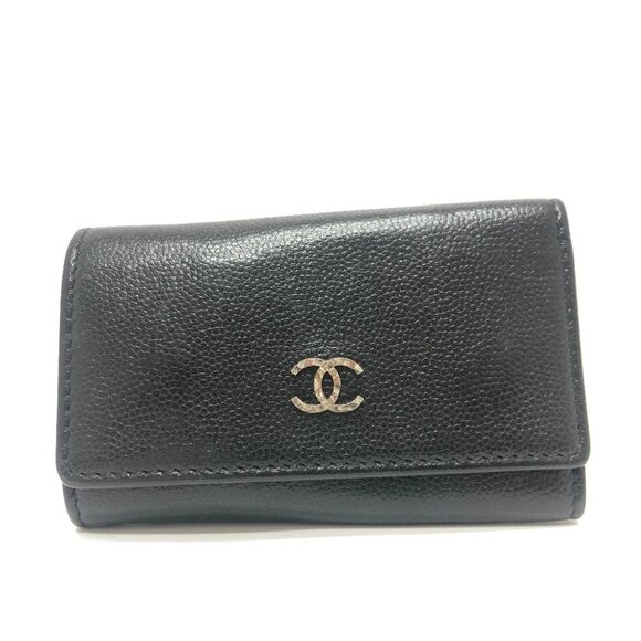CHANEL Brilliant CC Mark 6-Ring Key Key Case Soft Caviar Leather Black/SilverHW - Picture 1 of 16
